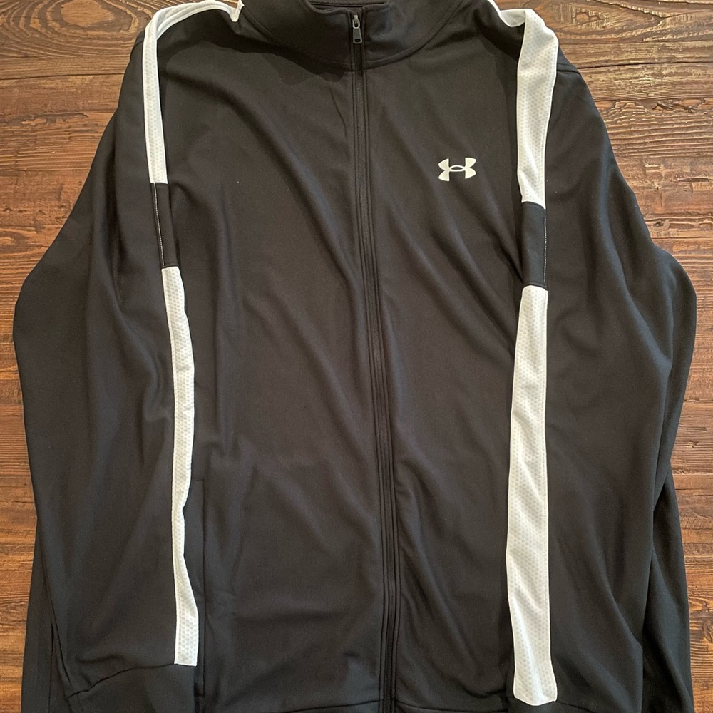 Under Armour Black and White Performance Jacket with Mock Neck